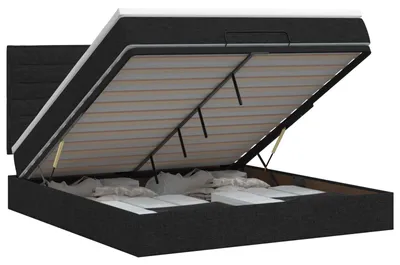 Zdjęcie produktu dla Łóżko ottoman z materacem Czarny 140 x 200 cm tkanina