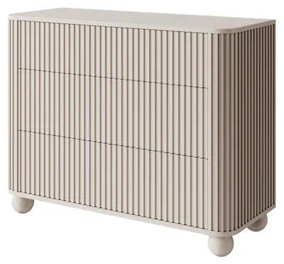 Produktbild von Selsey Arvello - Kommode mit 3 Schubladen, gerillt auf Kugelfüßen, greige, 93 cm