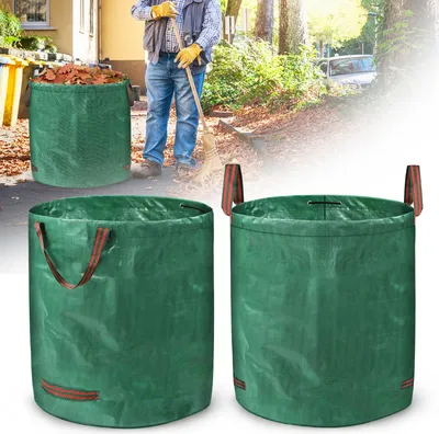 Produktbild von UISEBRT 2X Gartenabfallsack Gartensack Laubsack Gartensäck 500L 150g/m² doppelter Boden UV-Beständig Wasserdicht Stabil Selbststehender Faltbar