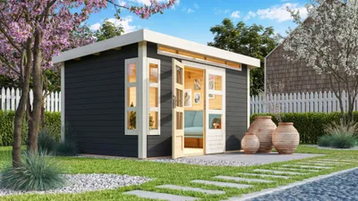 Produktbild von Karibu Gartenhaus Gerätehaus Kastorf 7 terragrau 364x244x222 cm
