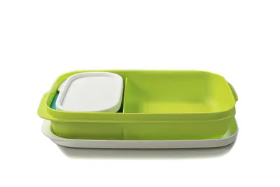 Obrázek produktu pro TUPPERWARE  Lunchbox Clevere Pause 590 ml limette + 120 ml světle tyrkysová krabička na chléb Bentobox