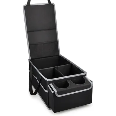 Produktbild von Auto-Rücksitz-Organizer, faltbar, Beifahrersitz-Organizer, Auto-Organizer vorne mit Trennwänden und Deckel (schwarz)