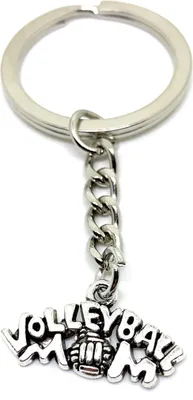 Produktbild von Onwomania Schlüsselanhänger Mama Liebt Volleyball Silber Metall Anhänger Charm