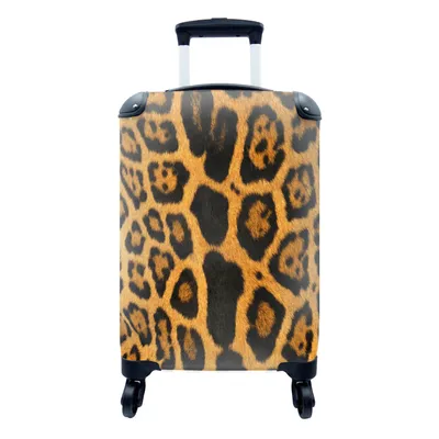 Produktbild von MuchoWow® Koffer Handgepäck Trolley Rollkoffer Kleine Reisekoffer mit 4 Rollen - Leopard - Pelz - Pantherdruck - Cabin Size < 55x40x23 cm & 55x40x20 cm - Fotokoffer - Kabinenkoffer - Boardgepäck - Reise-Box - Reisekoffer - Reisegepäck - Koffer mit Bild - Trolley für Kinder