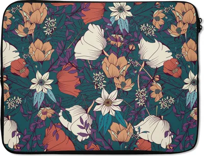 Produktbild von MuchoWow® Laptop Hülle 15 Zoll Botanisch - Vintage - Blumen Laptoptasche - Laptoptasche - Sleeve - Rundum-Schutz