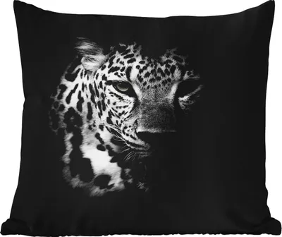 Produktbild von MuchoWow® Outdoor Kissen - Tiere - Schwarz - Weiß - Panther - Porträt - 60x60 cm - Wetterfest - Lounge Kissen - Dekoration - Schlaf Kissen