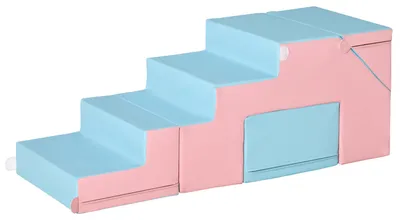 Productafbeelding van HOMCOM Bouwstenen set, 2-delig, herbruikbaar ontwerp, roze + blauw