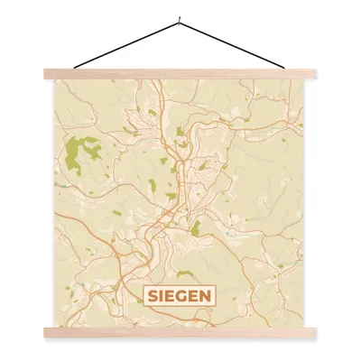 Produktbild von MuchoWow® Textilposter Siegen - Karte - vintage - Stadtplan 60x60 cm mit holzfarbenen Rahmen - Wanddekoration