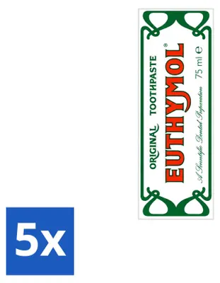 Zdjęcie produktu dla 5 sztuk pasty do zębów Euthymol Original - bez fluoru - 75 ml - zestaw ekonomiczny