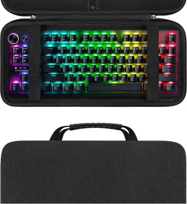 Image de Étui rigide pour clavier TKL - Housse de protection pour clavier sans fil/filaire à 87 touches - Compatible avec le Razer Huntsman V2