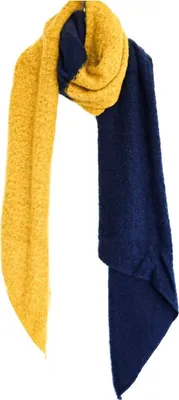 Produktbild von Zweifarbiger XXL Schal 200x70 cm ideal für kalte Winter- und Herbsttage Dunkelblau/Gelb