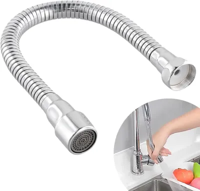 Productafbeelding van Waterkraanverlenging. 30 cm Gemaakt van roestvrij staal 304. Fixeerbare richting. Handig voor tandenpoetsen en wassen van gezicht