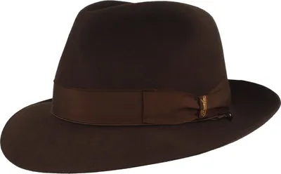 Borsalino edler Fedora Haarfilzhut mit mittelbreiter Krempe in braun