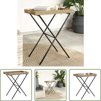 Produktbild von The Living Store Tabletttisch Klappbar Beige 65x40x75 cm Poly Rattan