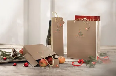 Obrázek produktu pro SIGEL GT042 5 Flaschenbeutel Christmas with apples Motiv 10,0 x 35,0 cm