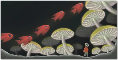 Produktbild von Coloray Bild aus Leinwand 120x60 Leinwand Dekoration - Surreal Fantasie Fisch