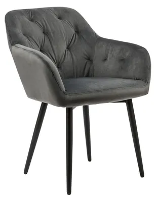 Immagine prodotto di Poltrona SalesFever | rivestimento in velluto | struttura in metallo regolabile in altezza | cuciture a bottone | L 61 x P 45 x H 85 cm | grigio - nero