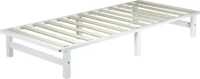 Image de Lit palette 90x200 cm Lit en bois massif Meubles en Palette Lit Futon Blanc