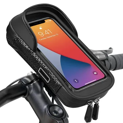 Immagine prodotto di Supporto per smartphone da bicicletta, da montare sul manubrio, borsa impermeabile per smartphone fino a 7 pollici, colore nero