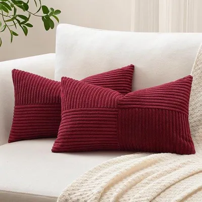 Produktbild von Unyqoos® 2er-Set Kissenbezüge 40 x 60 cm – weiche Corduroy-Kissenhüllen mit gestreiftem Muster und verdecktem Reißverschluss, dekorativ für Wohn- und Schlafzimmer