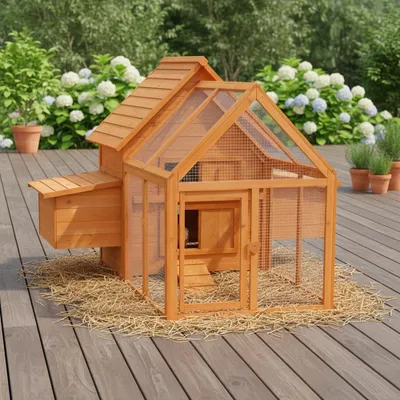 Produktbild von Hühnerstall XXL Holz 156×164×112 cm mit Freilaufgehege & 2 Nestboxen