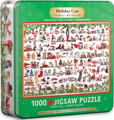 Obrázok produktu pre Eurographics Puzzle Holiday Cats in Blechdose, Smart Cut, 1000 dielikov, 48 x 68 cm, 8051-0940