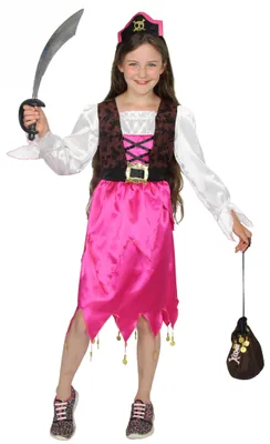 Produktbild von Pinkes Piratin Mädchen Kleid Gr. 86 -140, Größe:86/92