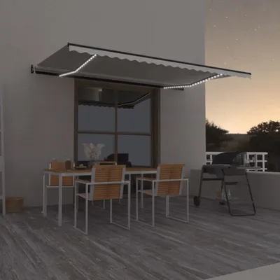 Zdjęcie produktu dla Maison Exclusive – markiza automatyczna z oświetleniem LED i czujnikiem wiatru, 500 x 300 cm, kolor kremowy