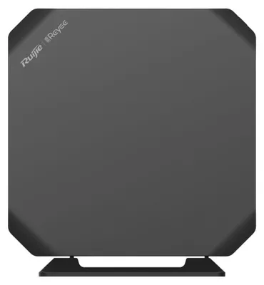 A top-down view of a black router on a light gray background.