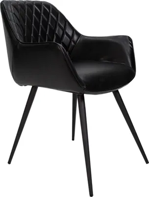 Produktbild von Happyment Esszimmerstuhl Merlio – Schwarz – Stuhl – Kunstleder – Metallbeine – Set aus 1 Stück – Sitzhöhe 49 cm