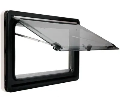 Productafbeelding van Dakraam van 90 x 50 cm voor caravan en camper, met zonneklep en insectenbescherming, geschikt voor verschillende voertuigen