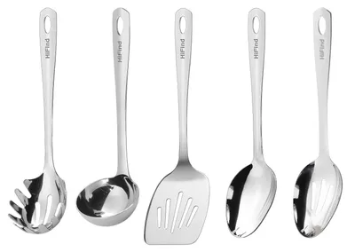 Produktbild von Set aus 5 Edelstahl-Küchenhelfern zum Kochen und Servieren