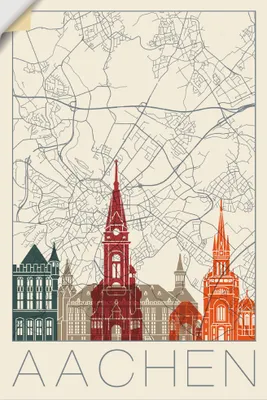 Produktbild von ARTland Wandbild, selbstklebend Retro Karte Aachen Größe: 20x30 cm