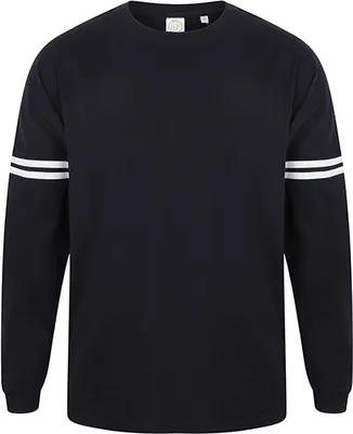 Produktbild von SF Men SF514 | Herren Drop Shoulder Slogan Top - Farbe: Oxford Navy/White Stripes - Größe: XS