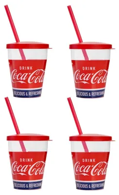 Immagine prodotto di Snips, bicchieri da bevanda Coca-Cola con cannuccia, 0,385 L, set di 4 bicchieri in plastica