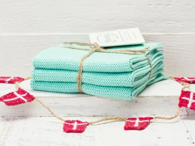 Produktbild von Solwang Wischtuch AQUA gestrickt 3er Küchentuch Spültuch Putztuch Wischlappen