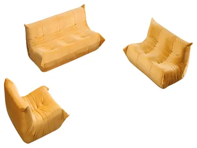 Produktbild von Oranges Wohnzimmer Sofa-Set r 3-Sitzer 2-er Stoffsessel