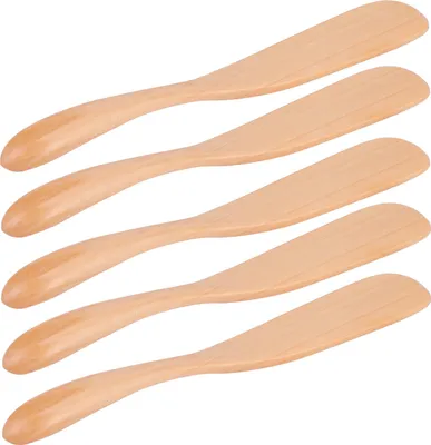 Produktbild von 5-teiliges Buttermesser-Set aus Holz im japanischen Stil, auch als Marmeladen- und Käsestreicher geeignet, für die heimische Küche