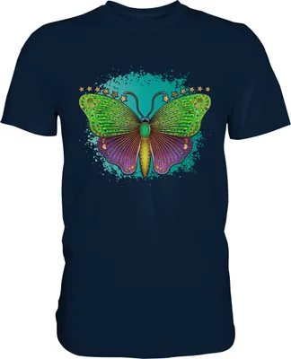 Produktbild von Bunter Schmetterling T-Shirt – Navy / XXL