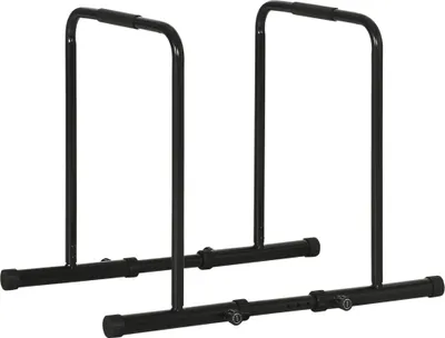 Immagine prodotto di SPORTNOW Barra per Dip in Acciaio ad Altezza Regolabile con 6 Lunghezze Regolabili, 90-102x65x80-90 cm, Nera