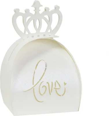 Obrázek produktu pro 50 balení Valentýnské party Favour Boxes, laserem řezané "Love" & Crown Candy Boxes, dárkové krabice pro svatební nevěsty výročí strany