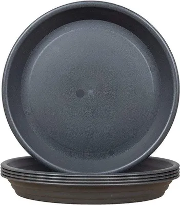 Immagine prodotto di Set da 5 pezzi: vaso in plastica, set per piante, vaso da fiori e annaffiatoi per piante da interno e da balcone - grigio, 14 cm