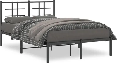 Produktbild von vidaXL Bettgestell mit Kopfteil Metall Schwarz 120x190 cm