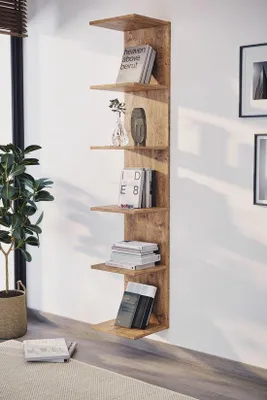 Immagine prodotto di Scaffale da parete con 6 ripiani, effetto pino, 180x35x32 cm