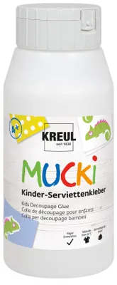 Produktbild von KREUL 24392 - MUCKI Kinder-Serviettenkleber 750 ml - Auswaschbarer Kinder-Spezialkleber für Serviettentechnik mit sensitiven Eigenschaften