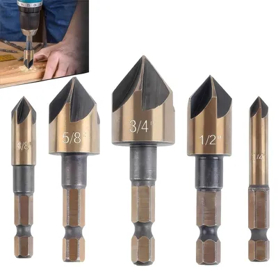 Productafbeelding van 5 stuks kegelverzinkset van HSS voor metaal en hout