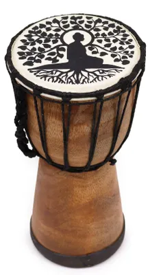 Productafbeelding van Handgemaakte djembe-trommel met brede klankbodem - 25 cm