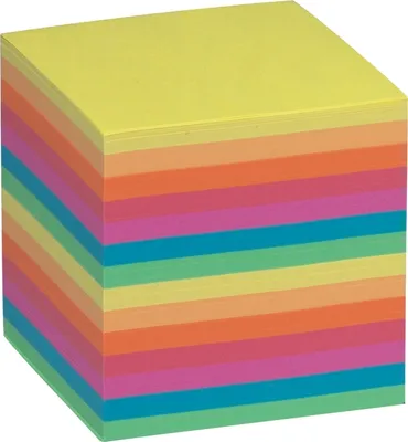 Produktbild von Zettelbox Ersatzeinlagen 90x90x90mm farbig sortiert Packung mit 12 Stück