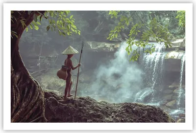 Produktbild von Poster - Poster ohne Rahmen - Asien Junge Wasserfall - 91,5x61 cm - Wand Bild - Wanddeko - Wandbilder - Kunstposter - Wandposter - Bilder - Kunstdruck - Wanddekoration - Wandbild - P2XAA91x61-4307