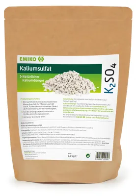 Produktbild von EMIKO Kaliumsulfat Kaliumdünger Schwefeldünger Granulat 1kg Garten